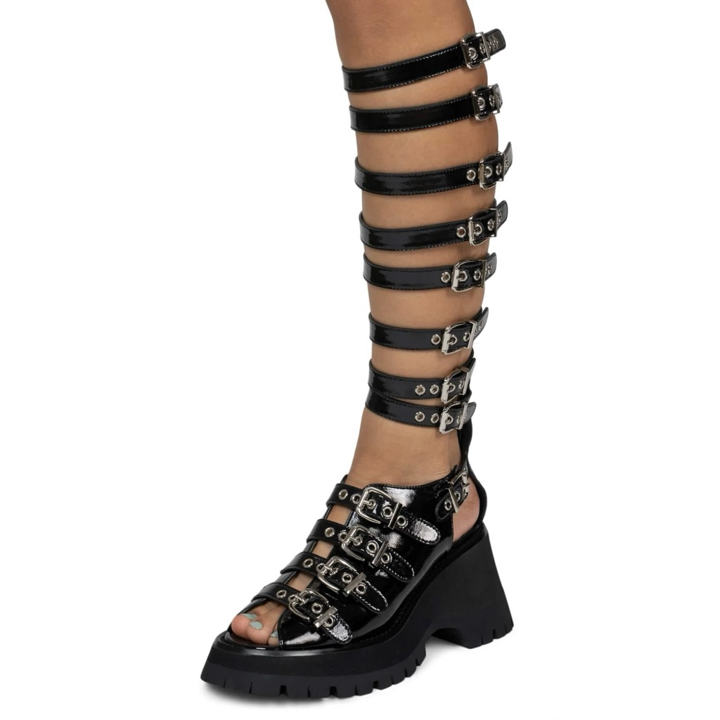 Jeffrey Campbell Post-Punk Knee-High Gladiator Platform Sandals Size 5.5